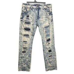 Road Narrows NYC Distressed Slim Smoke White Wash Relaxed Jeans